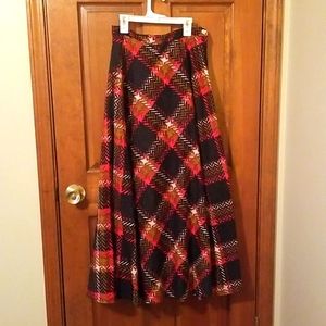 Vintage Plaid Long Full Skirt High Waist